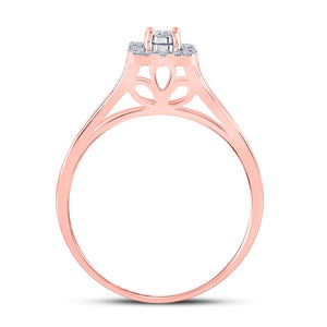 Enchanting Rose Gold Diamond Halo Wedding Ring Set - Splendid Jewellery