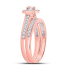 Enchanting Rose Gold Diamond Halo Wedding Ring Set - Splendid Jewellery