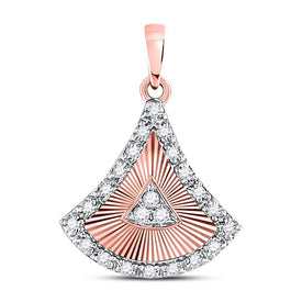 Enchanting Rose Gold Diamond Pendant | 10kt Womens Round Diamond Fashion Pendant 1/6 Cttw - Splendid Jewellery