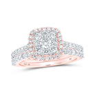 Enchanting Rose Gold Diamond Square Bridal Wedding Ring Set - Splendid Jewellery
