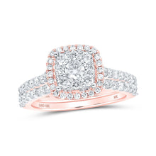 Load image into Gallery viewer, Enchanting Rose Gold Diamond Square Bridal Wedding Ring Set - Splendid Jewellery
