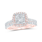 Enchanting Rose Gold Diamond Square Bridal Wedding Ring Set - Splendid Jewellery