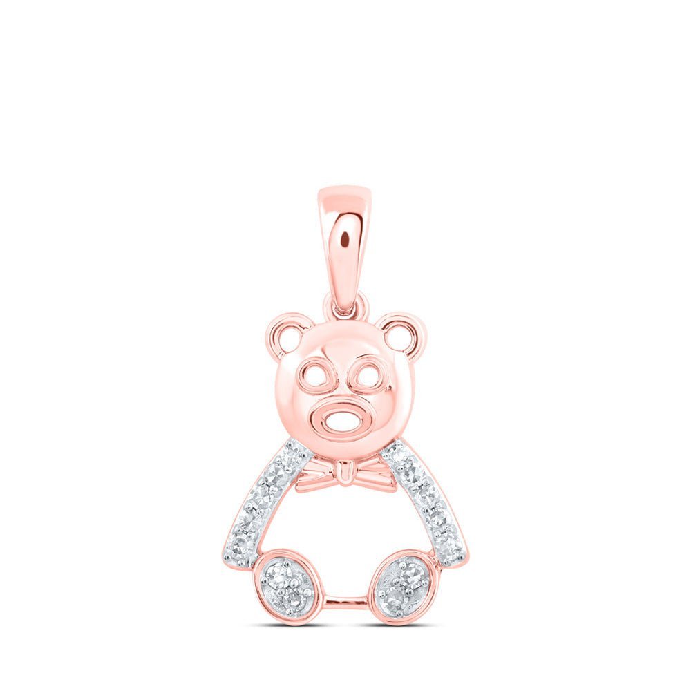 Enchanting Rose Gold Diamond Teddy Bear Pendant - Splendid Jewellery