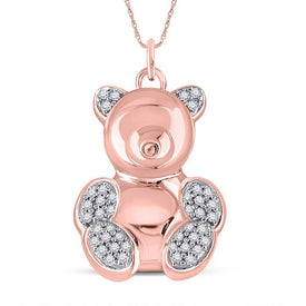Enchanting Rose Gold Diamond Teddy Bear Pendant - Splendid Jewellery