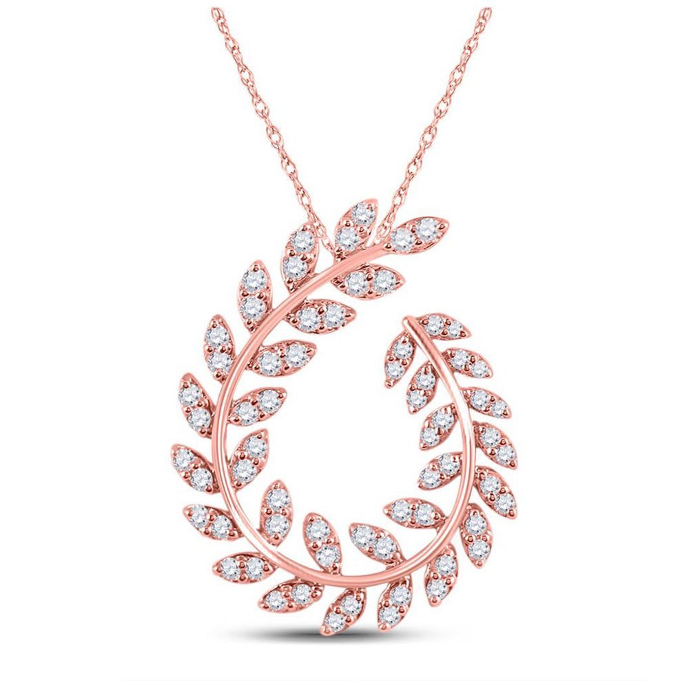Enchanting Rose Gold Diamond Vine Leaf Pendant - Splendid Jewellery