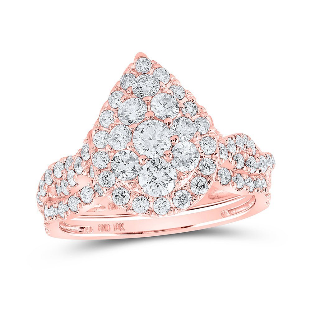 Enchanting Rose Gold Double Halo Diamond Wedding Ring Set - Splendid Jewellery