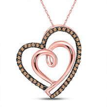 Load image into Gallery viewer, Enchanting Rose Gold Double Heart Diamond Pendant  Top View from Splendid Jewellery