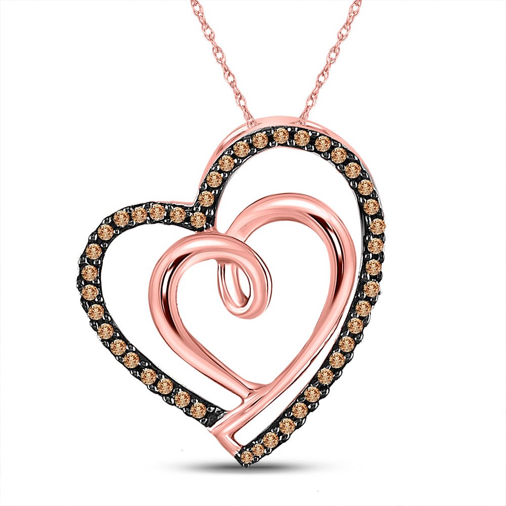 Enchanting Rose Gold Double Heart Diamond Pendant - Splendid Jewellery