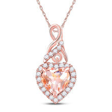 Load image into Gallery viewer, Enchanting Rose Gold Heart Pendant with Morganite and Diamonds - Splendid Jewellery