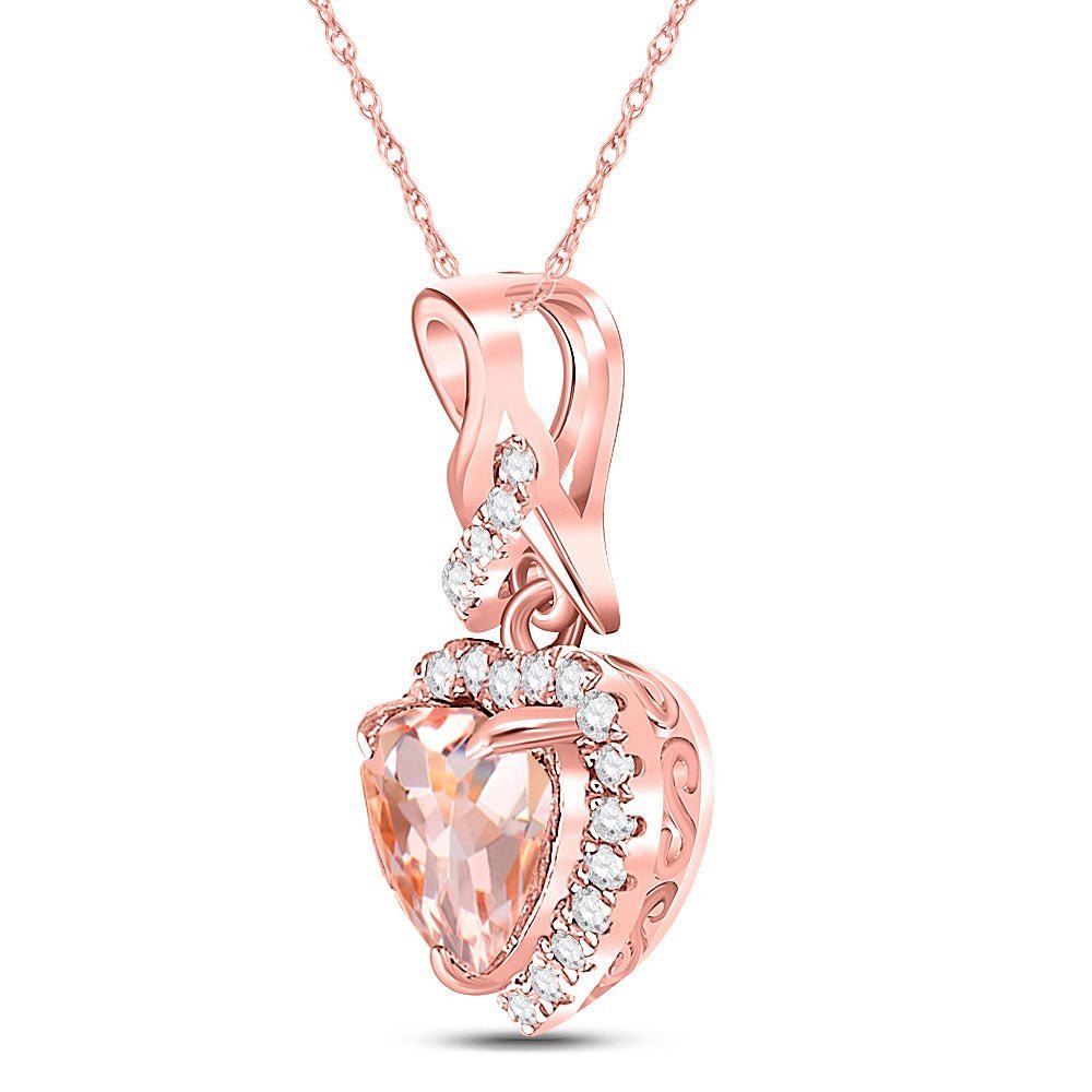Enchanting Rose Gold Heart Pendant with Morganite and Diamonds - Splendid Jewellery