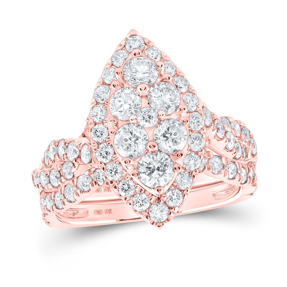 Enchanting Rose Gold Marquise Diamond Wedding Ring Set - Splendid Jewellery