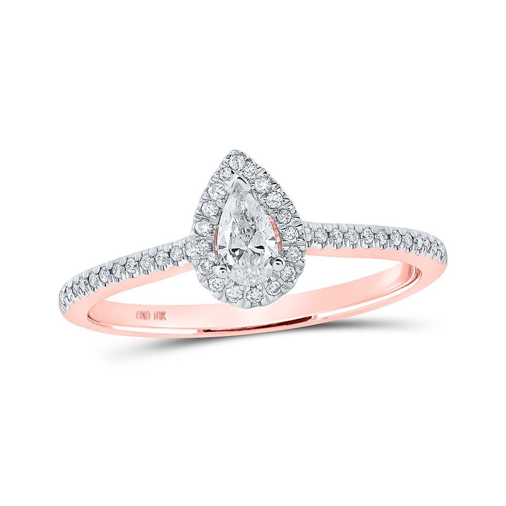 Enchanting Rose Gold Pear Diamond Halo Bridal Wedding Engagement Ring - Splendid Jewellery