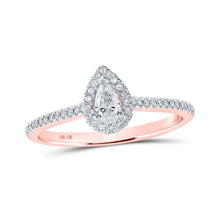 Load image into Gallery viewer, Enchanting Rose Gold Pear Diamond Halo Bridal Wedding Engagement Ring - Splendid Jewellery