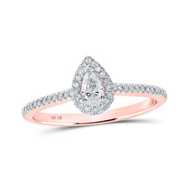Enchanting Rose Gold Pear Diamond Halo Bridal Wedding Engagement Ring - Splendid Jewellery