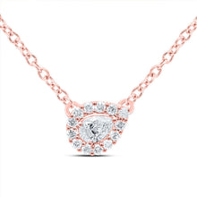 Load image into Gallery viewer, Enchanting Rose Gold Pear Diamond Pendant Necklace - Top View
