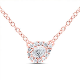 Enchanting Rose Gold Pear Diamond Pendant Necklace - Top View