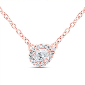 Enchanting Rose Gold Pear Diamond Pendant Necklace - Splendid Jewellery