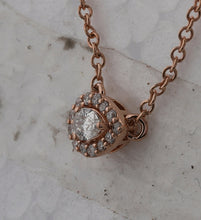 Load image into Gallery viewer, Enchanting Rose Gold Pear Diamond Pendant Necklace - Side View