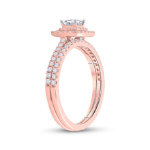 Load image into Gallery viewer, Enchanting Rose Gold Princess Diamond Bridal Wedding Ring Band Set - Splendid Jewellery