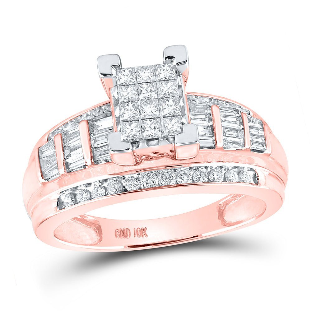 Enchanting Rose Gold Princess Diamond Cluster Wedding Ring - Splendid Jewellery