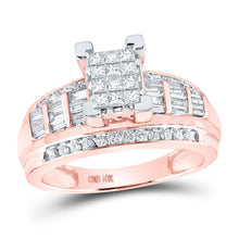 Load image into Gallery viewer, Enchanting Rose Gold Princess Diamond Cluster Wedding Ring - Splendid Jewellery