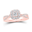 Enchanting Rose Gold Princess Diamond Halo Bridal Wedding Engagement Ring - Splendid Jewellery