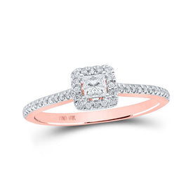Enchanting Rose Gold Princess Diamond Halo Bridal Wedding Engagement Ring - Splendid Jewellery