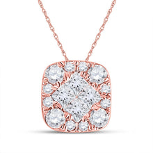 Load image into Gallery viewer, Enchanting Rose Gold Princess Diamond Square Pendant - Splendid Jewellery