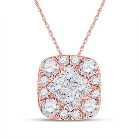 Enchanting Rose Gold Princess Diamond Square Pendant - Splendid Jewellery