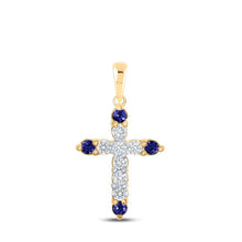 Load image into Gallery viewer, Enchanting Sapphire and Diamond Cross Pendant - Splendid Jewellery