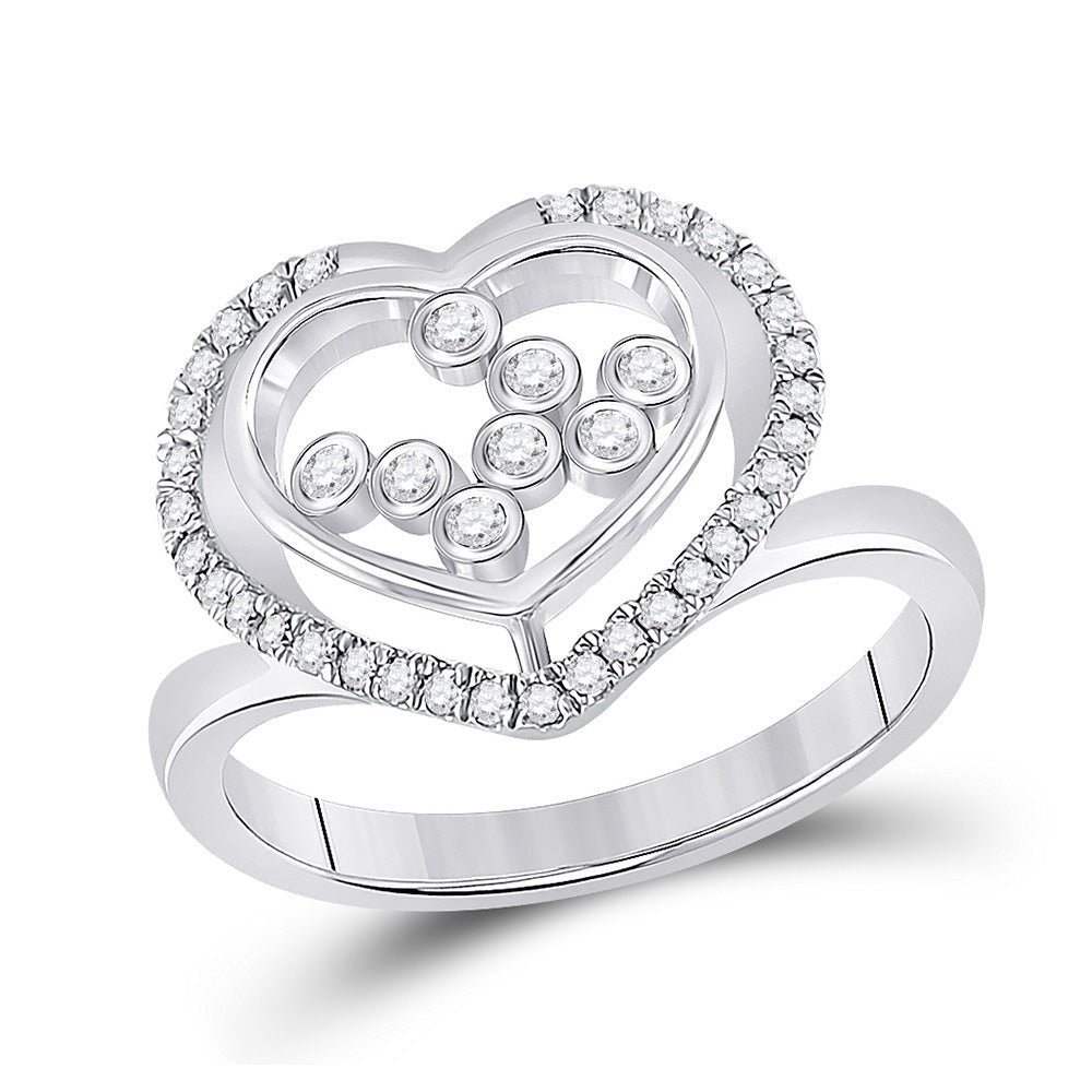 Enchanting Scattered Heart Diamond Ring - 10kt White Gold, 1/3 Cttw - Splendid Jewellery