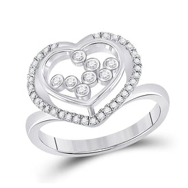 Enchanting Scattered Heart Diamond Ring - 10kt White Gold, 1/3 Cttw - Splendid Jewellery
