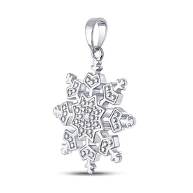 Enchanting Snowflake Diamond Pendant - Sterling Silver Womens Round Diamond Snowflake Fashion Pendant - Splendid Jewellery