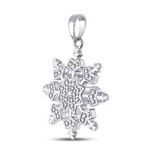 Load image into Gallery viewer, Enchanting Snowflake Diamond Pendant - Sterling Silver Womens Round Diamond Snowflake Fashion Pendant  Side View from Splendid Jewellery