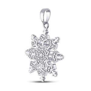 Enchanting Snowflake Diamond Pendant - Sterling Silver Womens Round Diamond Snowflake Fashion Pendant - Splendid Jewellery