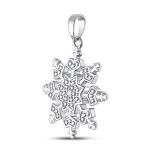 Load image into Gallery viewer, Enchanting Snowflake Diamond Pendant - Sterling Silver Womens Round Diamond Snowflake Fashion Pendant  Side View 2 from Splendid Jewellery