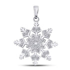 Enchanting Snowflake Diamond Pendant - Sterling Silver Womens Round Diamond Snowflake Fashion Pendant - Splendid Jewellery