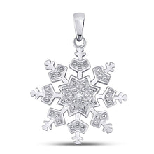 Load image into Gallery viewer, Enchanting Snowflake Diamond Pendant - Sterling Silver Womens Round Diamond Snowflake Fashion Pendant  Top View from Splendid Jewellery