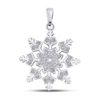 Enchanting Snowflake Diamond Pendant - Sterling Silver Womens Round Diamond Snowflake Fashion Pendant  Top View from Splendid Jewellery
