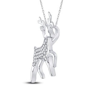 Enchanting Sterling Silver Diamond Rudolph Reindeer Pendant - Splendid Jewellery