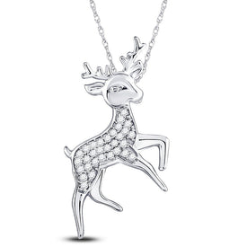 Enchanting Sterling Silver Diamond Rudolph Reindeer Pendant - Splendid Jewellery