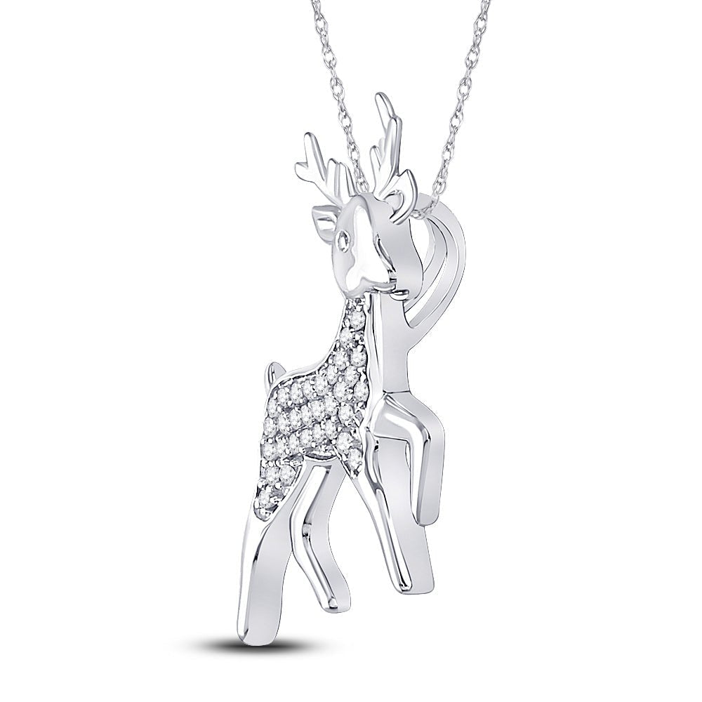 Enchanting Sterling Silver Diamond Rudolph Reindeer Pendant - Splendid Jewellery