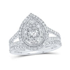 Enchanting Teardrop Diamond Bridal Wedding Ring Set in 10kt White Gold - Splendid Jewellery