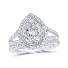 Load image into Gallery viewer, Enchanting Teardrop Diamond Bridal Wedding Ring Set in 10kt White Gold - Splendid Jewellery