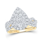 Enchanting Teardrop Halo Diamond Wedding Ring Set - Splendid Jewellery