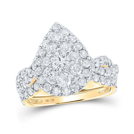 Enchanting Teardrop Halo Diamond Wedding Ring Set - Splendid Jewellery
