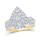 Enchanting Tears of Love | 10kt Yellow Gold Round Diamond Teardrop Bridal Wedding Ring Band Set 2 Cttw - Splendid Jewellery