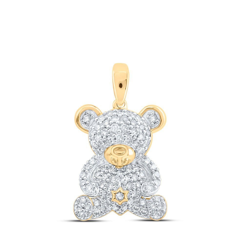 Enchanting Teddy Bear Diamond Pendant in 10kt Yellow Gold - Splendid Jewellery