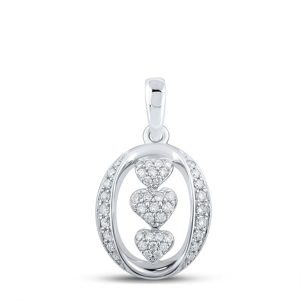 Enchanting Triple Heart Diamond Pendant in 10kt White Gold - Splendid Jewellery