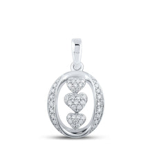 Load image into Gallery viewer, Enchanting Triple Heart Diamond Pendant in 10kt White Gold - Splendid Jewellery